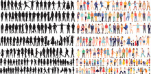 Collection Of People Silhouette Design Isolated Vector