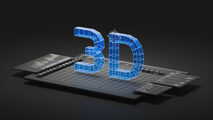 Fototapete - Engineering designer design 3D CAD software program Industrial engine model mechanical dimensional digital manufacturing factory engineer computer screen. 3d rendering.