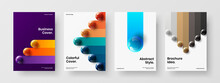 Modern Realistic Spheres Magazine Cover Template Set. Abstract Leaflet A4 Vector Design Illustration Composition.