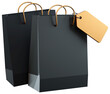 Shopping bags isolated on a transparent background for Black Friday in 3D illustration. Promotional marketing discount and online shopping concept