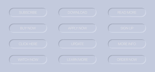 Fototapete - Minimalistic web buttons collection with shadow. Vector illustration