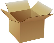 Isolated Illustration Of Open Cardboard Box