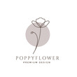 poppy flower line logo design graphic vector illustration