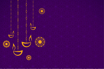 Wall Mural - minimal diwali background with hanging diya and text space vector