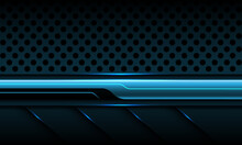 Abstract Blue Black Line Cyber Geometric On Dark Circle Mesh Metallic Design Modern Luxury Futuristic Technology Background Vector