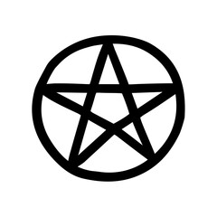 Vector hand drawn doodle sketch pentagram isolated on white background