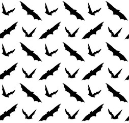 Canvas Print - Vector seamless pattern of hand drawn bat silhouette isolated on white background