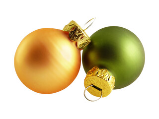 christmas baubles in gold and green isolated on transparency photo png file