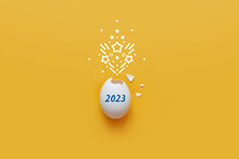 Eggshell And Inscription: 2023. The Symbol Of The Coming 2023
