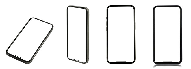 mockup phone png black smartphone with blank screen isolated on white background. mockup to showcasi