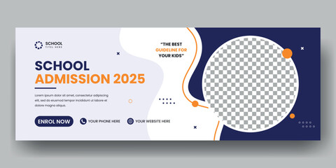 Wall Mural - Online education web banner layout and social media cover banner template design