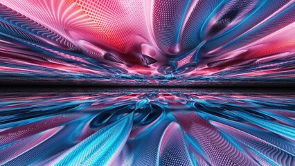 Poster - walk, fly through abstract 3d room from metal texture. modern animation