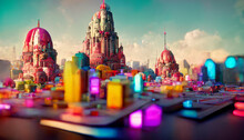 Colorful Town; 3d Render