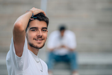 Poster - millennial young people or students on the street