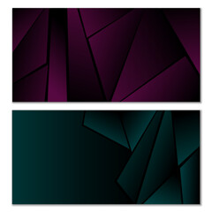 Abstract polygonal pattern. Set of two dark gradient polygonal backgrounds. Background design, cover, postcard, banner, wallpaper