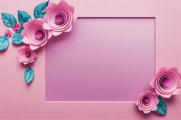 Wall Mural - floral frame with flowers and petals, wedding greeting card background