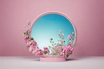 Wall Mural - floral frame with flowers and petals