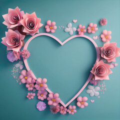 Wall Mural - Valentine's day heart shape frame, romance love greeting card background, product display