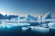 Leinwandbild Motiv Eisschollen und Eisberge in der kalten Arktis in der Klimaerwärmung, generative ai technology
