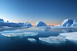 Eisschollen und Eisberge in der kalten Arktis in der Klimaerwärmung, generative ai technology	