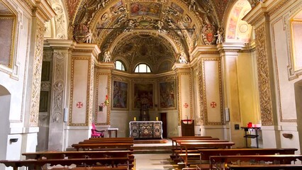 Canvas Print - The stucco decors and frescoes in Santa Maria Assunta Church, Locarno, Switzerland