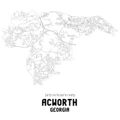  Acworth Georgia. US street map with black and white lines.
