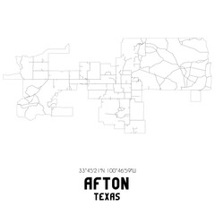  Afton Texas. US street map with black and white lines.