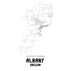  Albany Oregon. US street map with black and white lines.