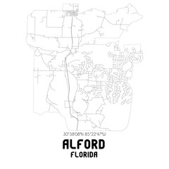  Alford Florida. US street map with black and white lines.