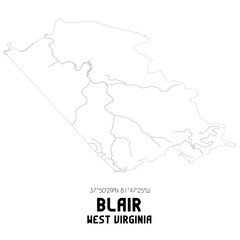  Blair West Virginia. US street map with black and white lines.