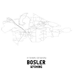  Bosler Wyoming. US street map with black and white lines.