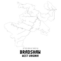  Bradshaw West Virginia. US street map with black and white lines.