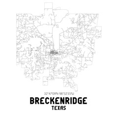  Breckenridge Texas. US street map with black and white lines.
