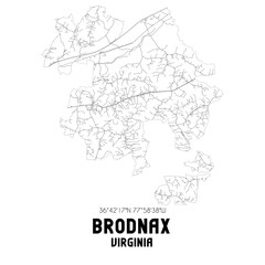  Brodnax Virginia. US street map with black and white lines.