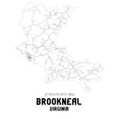  Brookneal Virginia. US street map with black and white lines.