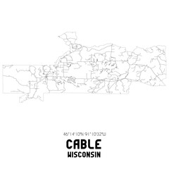  Cable Wisconsin. US street map with black and white lines.