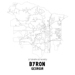  Byron Georgia. US street map with black and white lines.