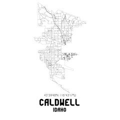  Caldwell Idaho. US street map with black and white lines.