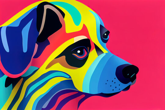 Portrait of a dog in pop art style.