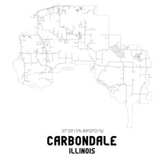  Carbondale Illinois. US street map with black and white lines.