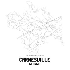  Carnesville Georgia. US street map with black and white lines.
