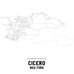  Cicero New York. US street map with black and white lines.