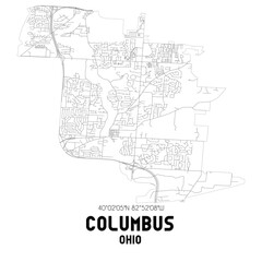  Columbus Ohio. US street map with black and white lines.