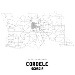  Cordele Georgia. US street map with black and white lines.