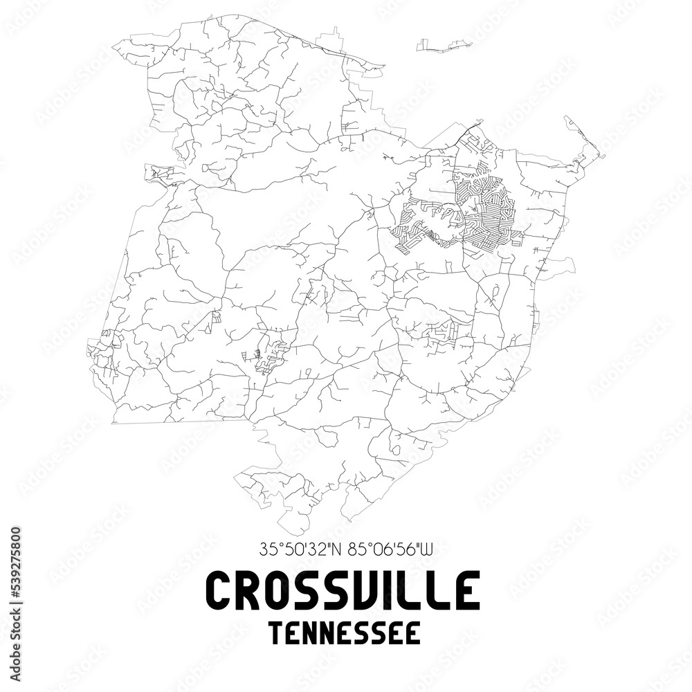 Crossville Tennessee US Street Map With Black And White Lines Stock 1000 F 539275800 