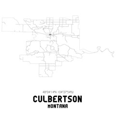  Culbertson Montana. US street map with black and white lines.
