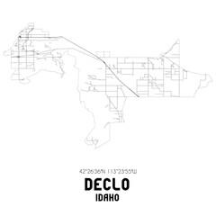  Declo Idaho. US street map with black and white lines.