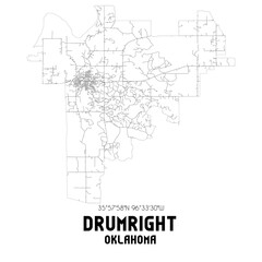  Drumright Oklahoma. US street map with black and white lines.