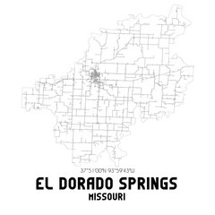  El Dorado Springs Missouri. US street map with black and white lines.