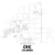 Erie Colorado. US street map with black and white lines.